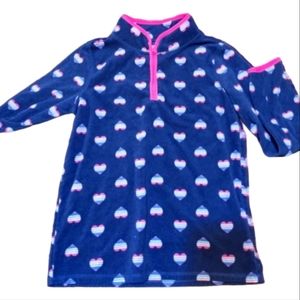 Oshkosh fleece quarter zip heart print sweater girls size 14